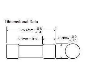 Fusible Bussman de cerámica 5A, para multimetro Uni-Trend