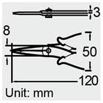 Pinza en acero punta larga 120mm Pro’skit