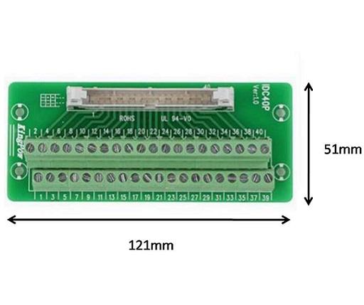 Tarjeta con borneras salida para PLC o Raspberry para riel DIN 40 pines.