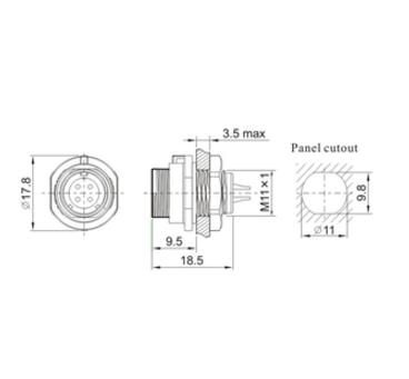 Conector hembra impermeable de 4 pines SP1112/S4