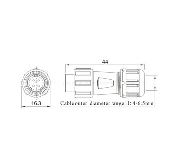 Conector macho impermeable de 4 pines SP1110/P4