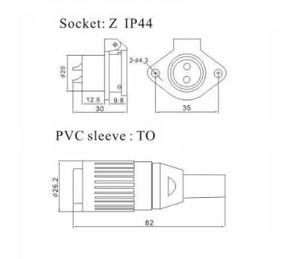 Conector industrial para exteriores macho y hembra WP20-9