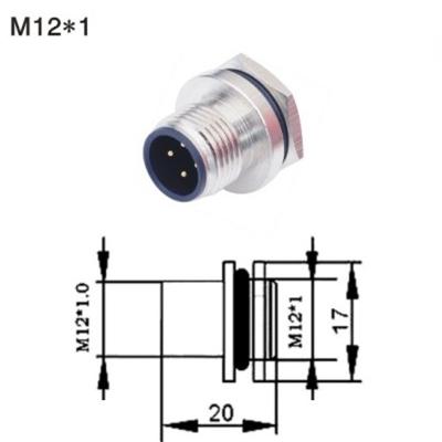 Conector impermeable M12 macho de 8 pines para chasis o impreso