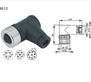 Conector impermeable M12 hembra de 5 pines aéreo en ángulo