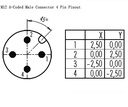 Conector impermeable M12 hembra de 4 pines aéreo