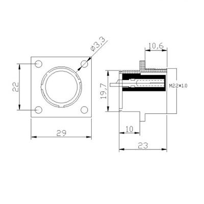 Conector impermeable M20 hembra de 12 pines aéreo para chasis