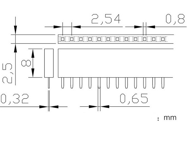 Header hembra 1x40P - 2.54mm Verde