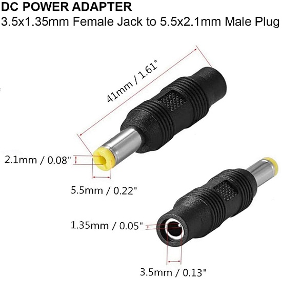 Conector plug DC macho 5.5x2.1mm a hembra 3.5x1.35mm Azul