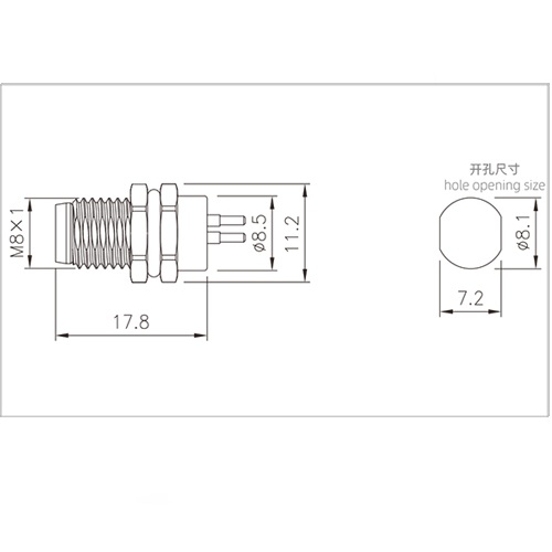 Conector impermeable de alta calidad M8 macho de 5 pines para montaje en PCB recto