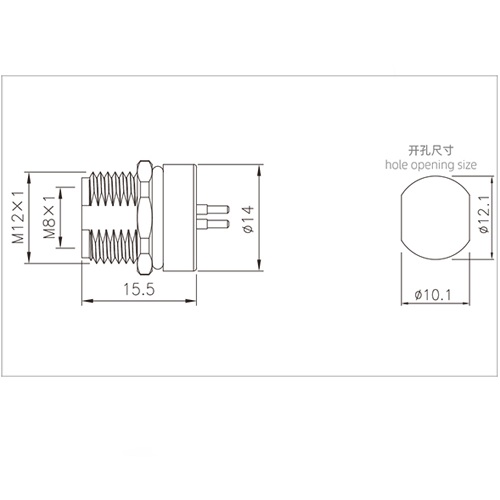 Conector impermeable de alta calidad M8 hembra de 6 pines para montaje en PCB recto