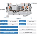 Terminal de conexión PT-2.5-TWIN Push in para riel DIN. Azul