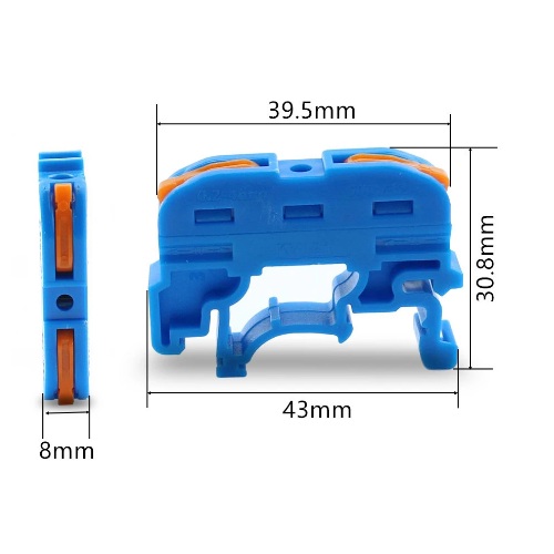 Conector terminal con palanca para riel DIN-Naranja