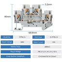 Terminal de conexión PTTB-2.5 Push in para riel DIN. Naranja