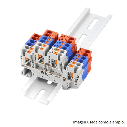 Terminal de conexión PTTB-2.5 Push in para riel DIN. Naranja