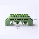 Bornera terminal a tierra en puente 8 posiciones. Para riel DIN. Verde