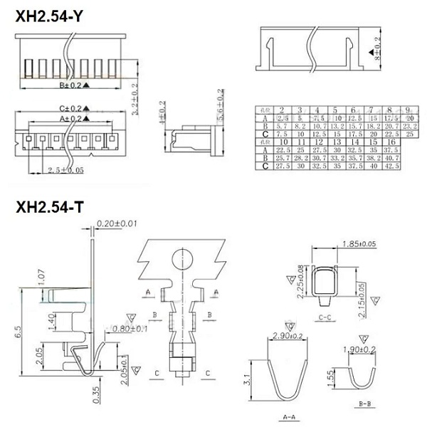 Conector Hembra XH 2 Posiciones. Roja