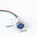 Luz indicadora LED de 10mm, 12V. Azul