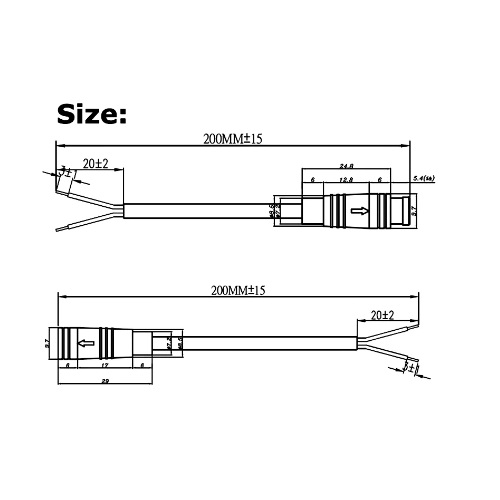 Cable macho hembra conector impermeable M6 de 3 pines