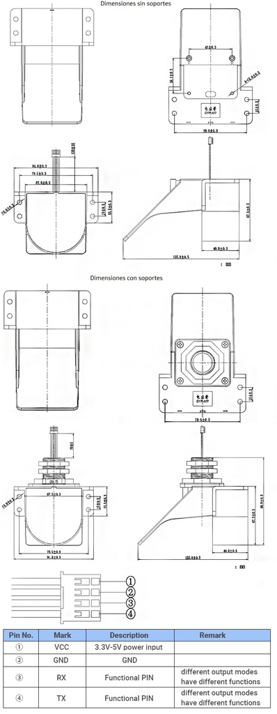 Modulo sensor de distancia ultrasónico, Transmisor de nivel de líquido. Salida UART Controlled