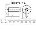 Tornillo Hexágono Avellanado, M3, 30mm