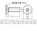 Tornillo Hexágono Avellanado, M4, 6mm