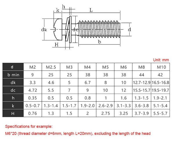 Tornillo M3 6mm con arandela de seguridad