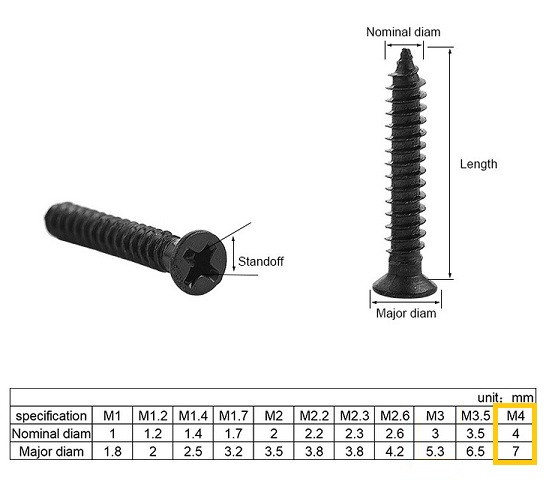 Tornillo goloso cabeza plana M4 x10mm