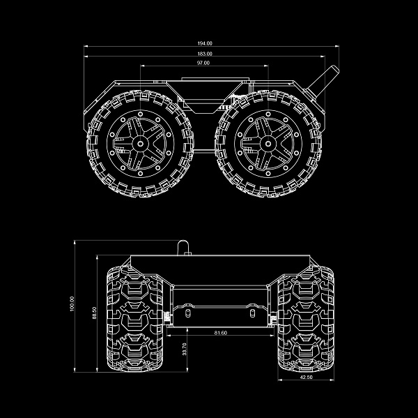 Chasis de robot móvil Wave Rover 4WD. Con ESP32 integrado