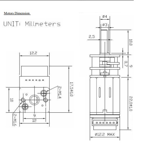 Micro motorreductor N20 con enconder. 3V 150RPM