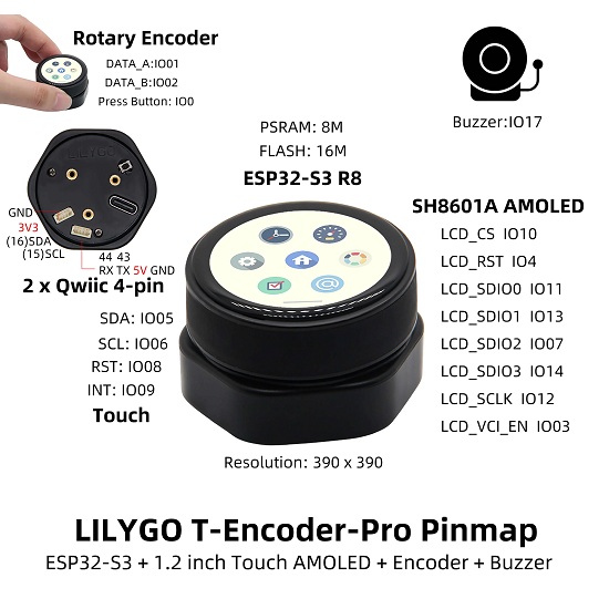 Codificador LiLYGO T Pro. Pantalla 1.2’’