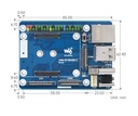 Miniplaca base (C) diseñada para el módulo de cómputo 4 de Raspberry Pi