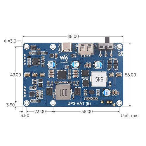 UPS HAT para Raspberry Pi, compatible con 4 baterías de litio 21700 (NO incluidas)