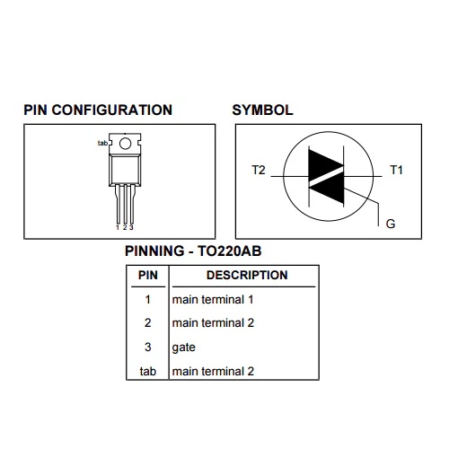 Triac BT138 600V 12A. Original