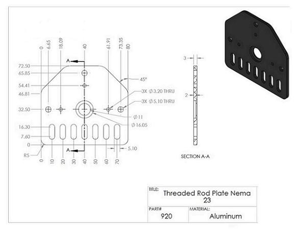 Placa soporte para varilla roscada y motor NEMA 23