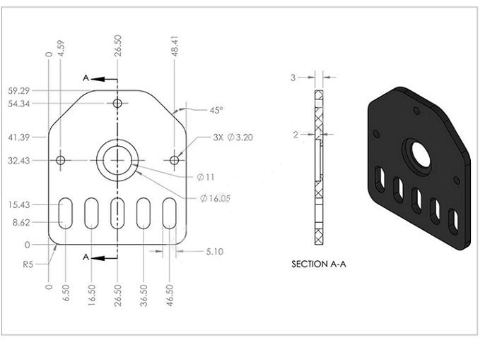 Placa soporte para varilla roscada y motor NEMA 17