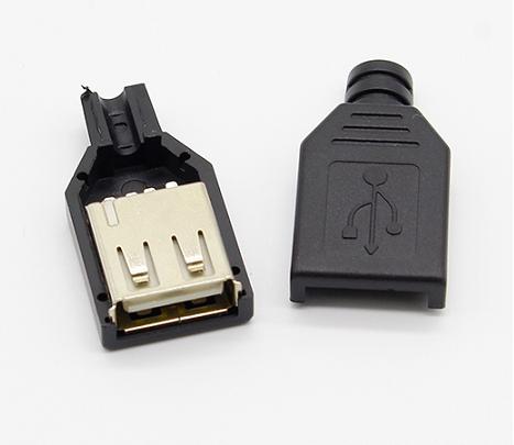 Conector aéreo USB hembra negro