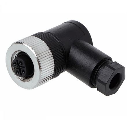 Conector impermeable M12 hembra de 4 pines aéreo en ángulo