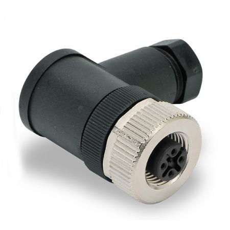 Conector impermeable M12 hembra de 5 pines aéreo en ángulo