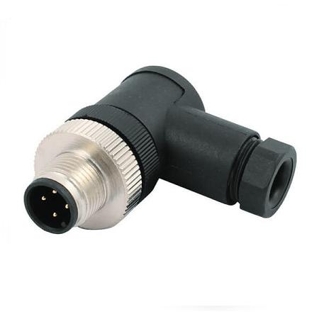 Conector impermeable M12 macho de 4 pines aéreo en ángulo