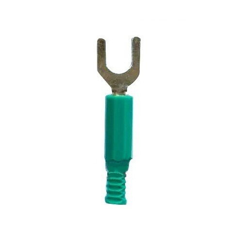 Terminal en U para conector banana de fuente de poder 6mm. Verde