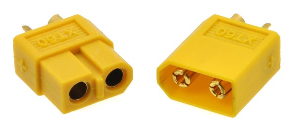 Conector XT60 macho y  hembra amarillo