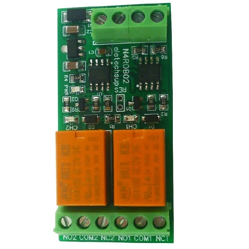 Módulo de relé mini Modbus doble canal. 12V 3A