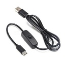 Cable USB tipo C negro 3A para carga rapida con suiche