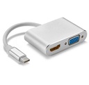 Adaptador de acoplamiento HUB USB tipo C a HDMI y VGA