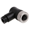 Conector impermeable M12 hembra de 8 pines aéreo en ángulo