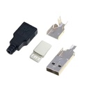 Conector aéreo USB macho negro con carcasa sellada